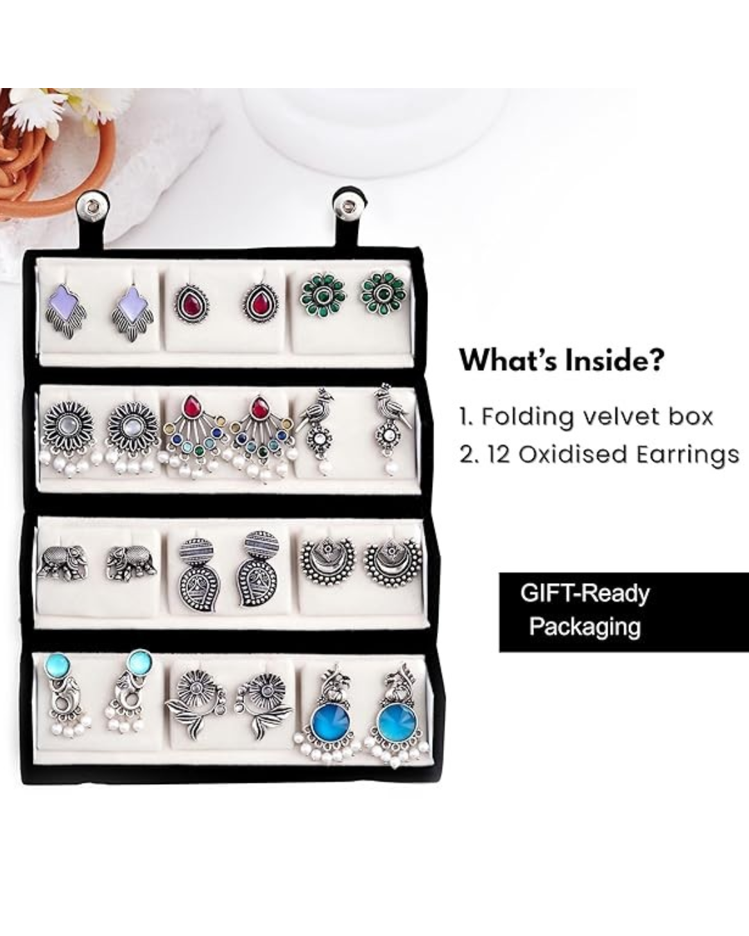 Earrings Set of 12 with Folding Jewellery Box - Image 2