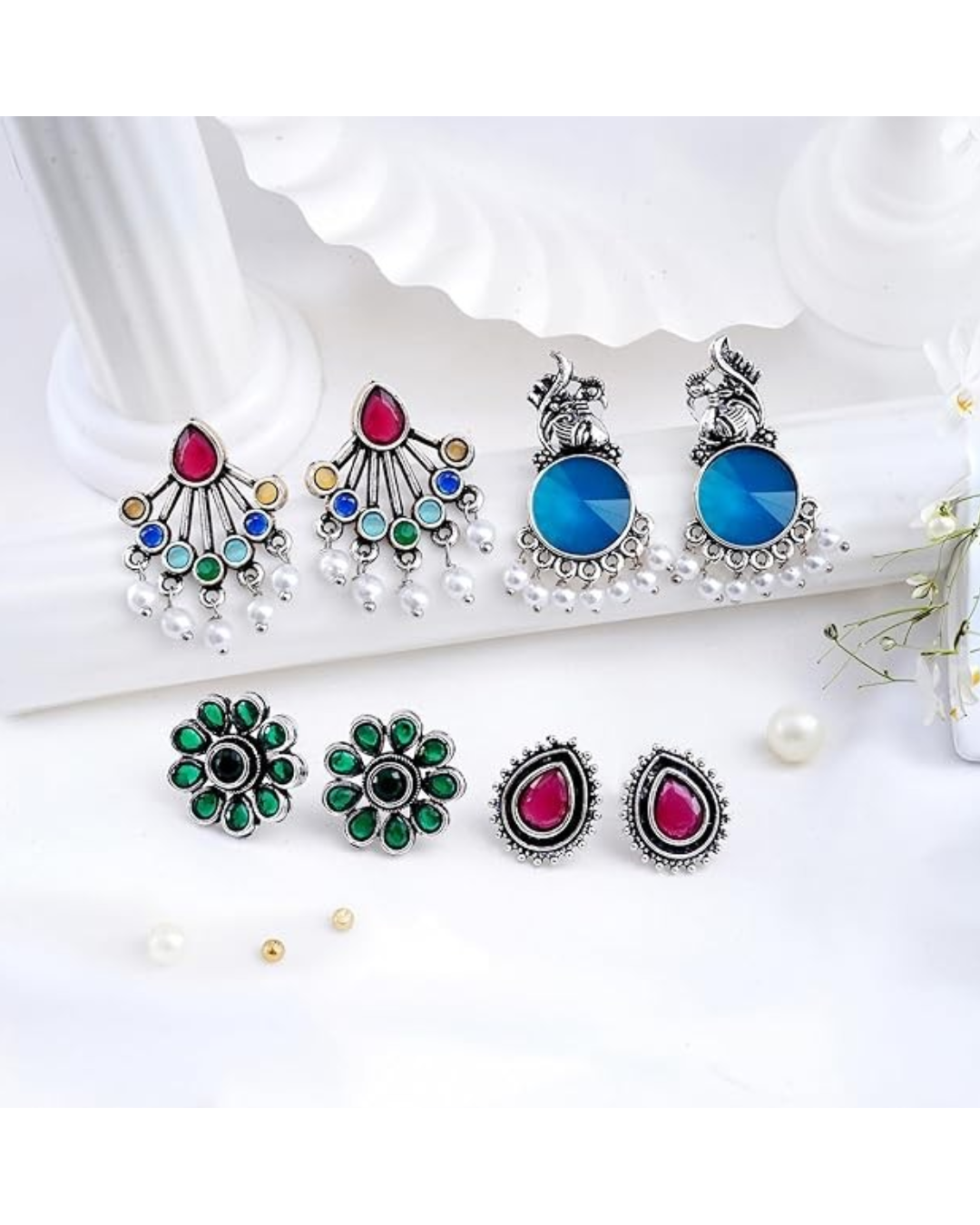 Earrings Set of 12 with Folding Jewellery Box - Image 4